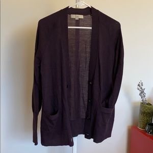 Eggplant purple boyfriend cardi with pockets